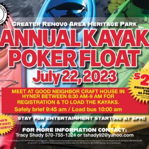 Heritage Park Kayak Poker Float 2023  The Greater Renovo Area Heritage Park